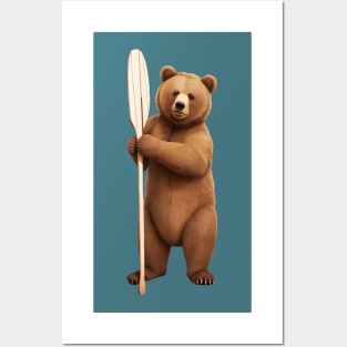 Rowing Kayaking bear Posters and Art